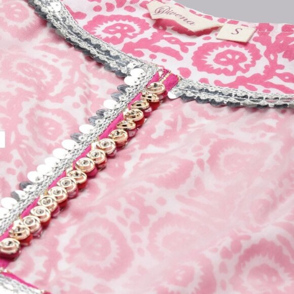 Cotton Floral Printed Gotta Patti Pure Cotton Kurta with Sharara & With Dupatta - Picture 2 of 5